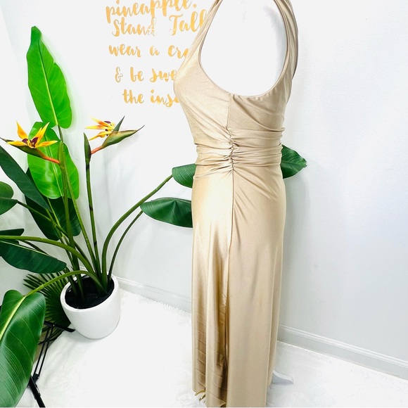 DELFI COLLECTIVE Solie Dress Pleated One Shoulder Champagne Gold Size XS - Picture 10 of 16